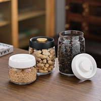 Récipient hermétique sous vide de qualité alimentaire pour grains de café, thé et écorces de mandarine vieillies, pot de stockage en verre au design élégant