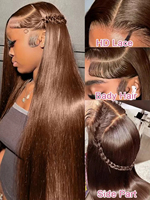 Perruque brune foncée ultra-lisse 13x6 HD Lace Front, cheveux humains alignés sur les cuticules, sans colle, 26 pouces, cheveux vietnamiens bruts SDD, vente en gros