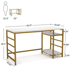 Mesa de estudio de trabajo en casa, escritorio de escritura con marco de <span class=keywords><strong>Metal</strong></span>, gran oferta, Amazon - Product Image 2