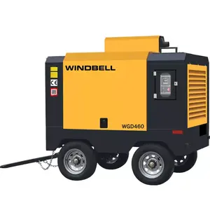 Compressor de ar alta mineração portátil, 300cfm 420cfm diesel para perfuração