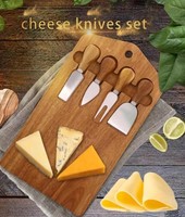 Creatief acacia houten snijplank, kaasplank en messenset voor thuiskeuken