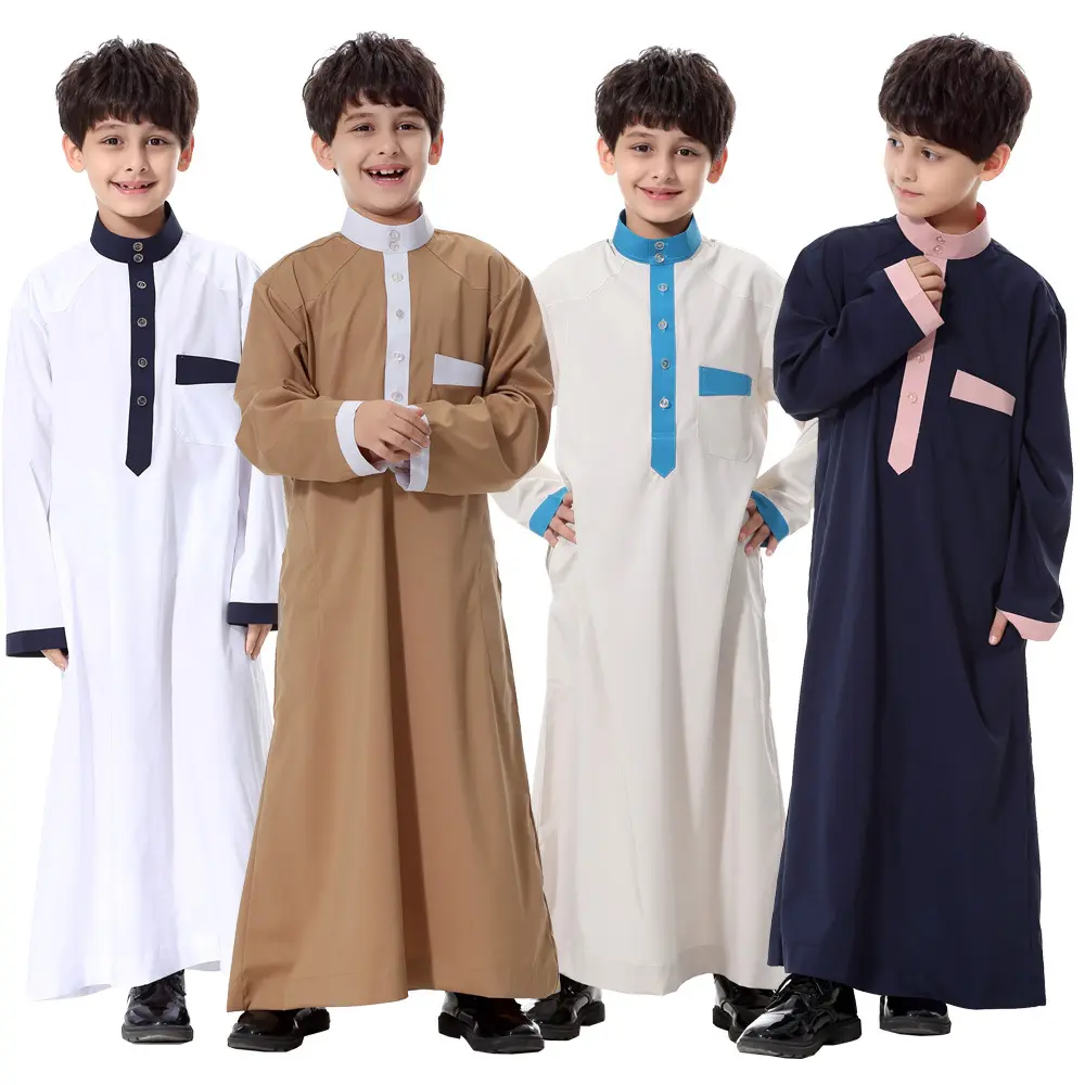 Abaya doa kualitas tinggi 2024 baru untuk Muslim, jubah anak laki-laki remaja Dubai, Abaya anak-anak Timur Tengah