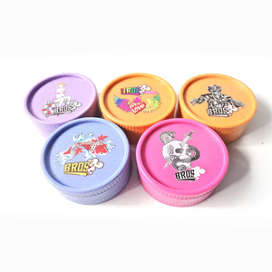 Manual Round Plastic <b>Herb</b> <b>Grinder</b> with Custom Printed Logo Multi Color Options Custom Sticker Brand for Accessories - Product Image 4