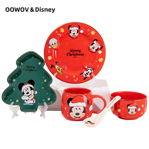 Service de table en céramique de Noël <span class=keywords><strong>Disney</strong></span> <span class=keywords><strong>Mickey</strong></span> avec bol, <span class=keywords><strong>assiette</strong></span>, cuillère et boîte cadeau pour la maison et les fêtes - Product Image 4