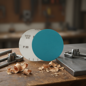 Discos de Lijado de Fibra con Adhesivo Fervi Heavy P80 Azul 150mm Modelo VDA150/180F8 para Acabado de Madera y Metal - Product Image 3