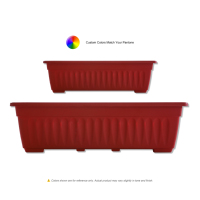 Jardinière rectangulaire en plastique rouge terre cuite avec soucoupe de drainage pour jardin domestique, légère et durable, utilisation intérieure/extérieure