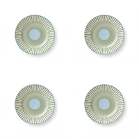 Assiette de service ronde en porcelaine blanche avec bordure en céramique motif palmier bleu pour mariage et décoration de table à la maison