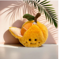 Porte-clés en peluche super doux en coton PP, anti-stress, orange, tangerine pelable, jouet en peluche, clip, breloque de sac tendance, cadeau pour