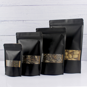 Tùy chỉnh in bao bì Nắp kéo mờ màu đen Zip khóa bao bì thực phẩm Túi giấy Kraft đứng lên túi với cửa sổ - Product Image 4