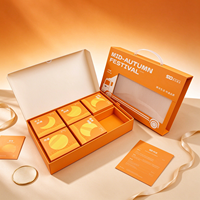 Boîte cadeau personnalisée orange pour la mi-automne, avec fenêtre transparente, emballage en papier, plateau intérieur pour gâteaux de lune et poignée, pour cadeau de festival