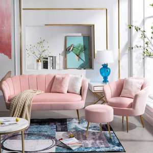 <span class=keywords><strong>Fauteuil</strong></span> individuel moderne de style nordique pour salon, en velours fleuri et métal, <span class=keywords><strong>fauteuil</strong></span> d'appoint en velours fleuri - Product Image 6