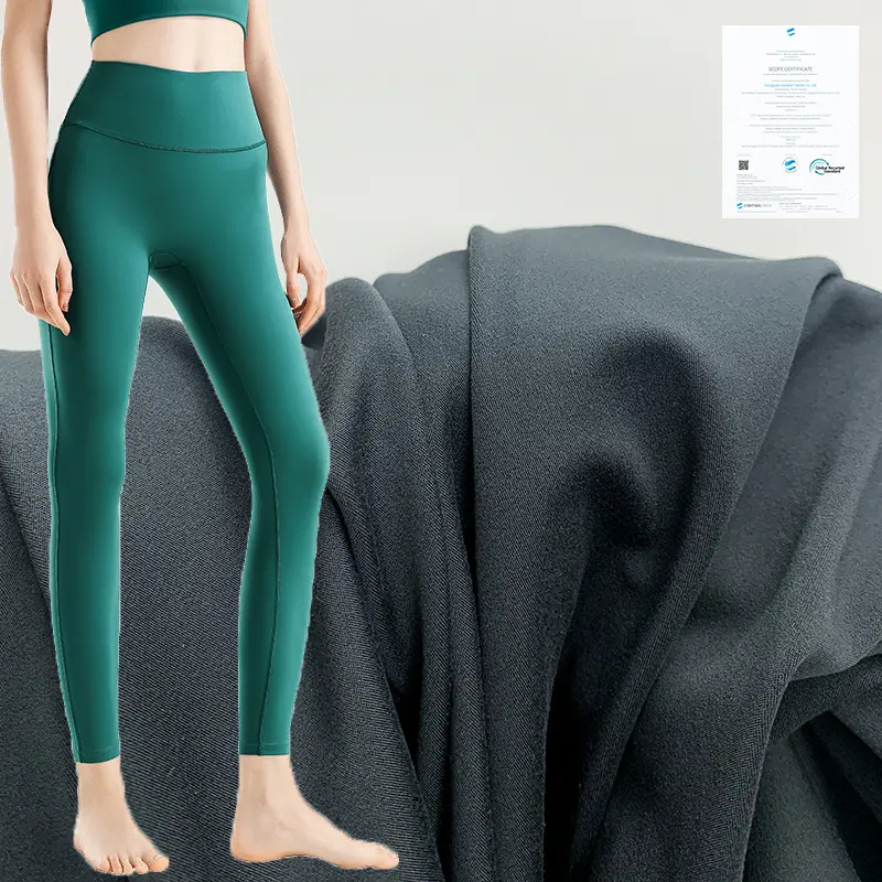 fitness brushed spandex recycled with GRS certified repreve polyester fabric for sports leggings