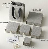 Boîte à bijoux écologique imperméable avec poignée perlée et tiroir coulissant pour ranger bagues, boucles d'oreilles et montres, rigide