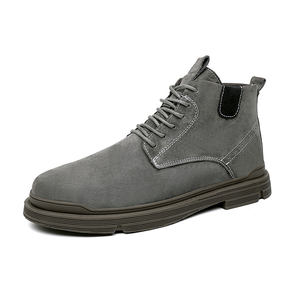 Botas de herramientas para hombre, botas Martin, botas de trabajo y seguridad, Chukka, senderismo y senderismo, segunda capa, gamuza sintética, parte superior media alta con cordones - Product Image 2