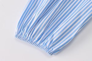 Camicia in cotone a righe da donna personalizzata Primavera 2026 con cintura in vita - Blusa a maniche lunghe cropped rilassata OEM/ODM prodotta da fabbrica di abbigliamento cinese - Product Image 6