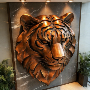 Statue en bronze d'animal réaliste en laiton sur mesure pour <span class=keywords><strong>le</strong></span> hall d'hôtel, <span class=keywords><strong>le</strong></span> <span class=keywords><strong>restaurant</strong></span>, la décoration de cheminée, la sculpture murale, <span class=keywords><strong>le</strong></span> Nouvel An chinois - Product Image 2
