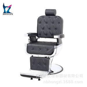 Chaise de barbier Hongzi en cuir PU, inclinable et réglable, rotation à 360 degrés, chaise de coiffure professionnelle pour salon - Product Image 4