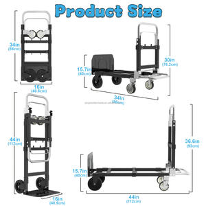 Chariot <span class=keywords><strong>pliant</strong></span> robuste en aluminium, chariot à main polyvalent, chariot à sac, chariot de courses sur roues pour le camping et les festivals - Product Image 3