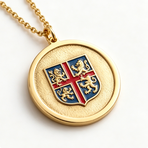 Médaille en alliage de zinc plaqué or avec design de blason en émail dur, souvenir patriotique circulaire artisanal - Product Image 2