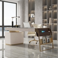 Plateau en marbre moderne blanc petit bureau à domicile bureau d'ordinateur métal avec tiroir avocat bureau de direction table de bureau bureau et chaise mobilier
