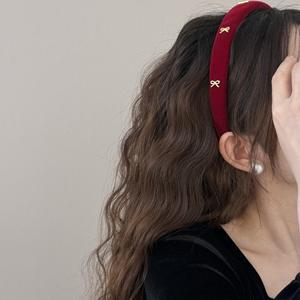 2025 फ्रेंच शैली रेट्रो हीएड्रेस संकीर्ण स्पंज पैडड हेडबैंड के साथ धातु की धनुष लड़कियों के दैनिक हेडपीस हेयरबैंड - Product Image 3