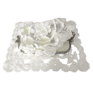 Tovaglia Quadrata in Poliestere con <span class=keywords><strong>Pizzo</strong></span> Ricamato a Fiori, Antipolvere, Trasparente, Moderna e Semplice, Bianca - Product Image 1