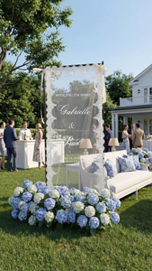 Letreros de Boda Románticos Personalizados con Nombre, de Tul Colgante, de Tela de Encaje Transparente, Letreros de Bienvenida para Decoraciones de Boda y Compromiso - Product Image 5