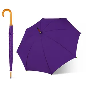 Wholesale All-Wood Straight Umbrella with J Handle 24K Pongee Panels Folding Feature for Business Gifts or Beach Use