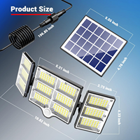 Nouveaux projecteurs solaires à LED avec détecteur de mouvement pour l'extérieur, avec télécommande, 3 modes pour jardin, patio et garage