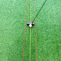 SwingPerfect Cordon d'alignement de putting de golf 3 lignes 2,8 m Jaune, avec points de repère pour la position des yeux et retour de force rouge, pour la ligne de départ, aides à l'entraînement