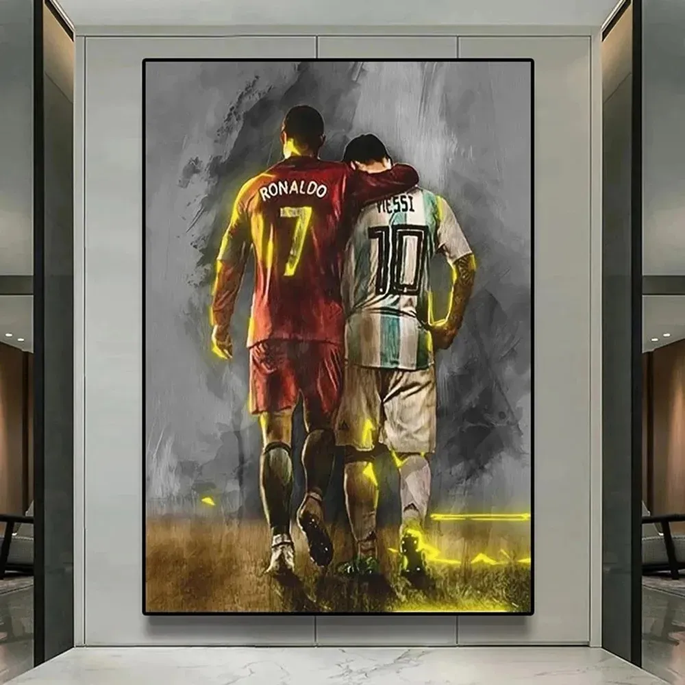 Football Star Poster Watercolour Art Painting Living Room Decoration Framed Wall Art Paintings