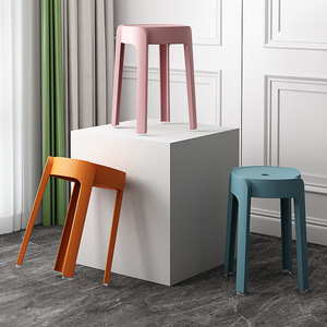 Nordic Style Round Plastic <b>Stool</b> Thickened Stackable Home Chair High <b>Stool</b> - Product Image 1