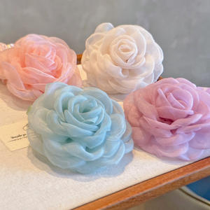 Nueva Diadema Francesa <span class=keywords><strong>de</strong></span> Flores Grandes <span class=keywords><strong>de</strong></span> <span class=keywords><strong>Tul</strong></span> con Camelias, Diadema <span class=keywords><strong>de</strong></span> Flores Hecha a Mano, Dulce y Elegante - Product Image 6