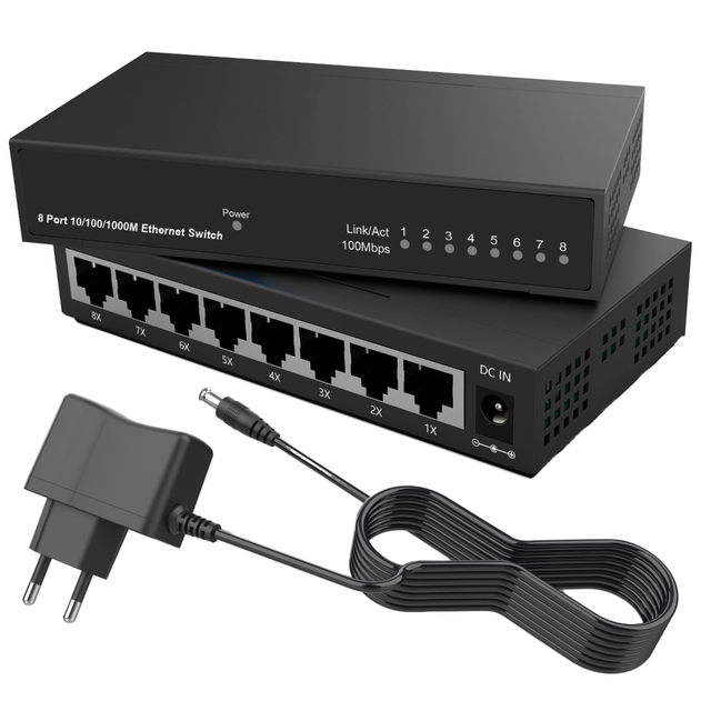 OEM 10Gbps Managed PoE Switch Gigabit Ethernet 8 Ports 10/100/1000Mbps RJ45 VLAN Support 1 Year Warranty CE RoHS FCC Certified