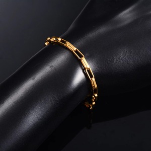 Pulsera de Cadena de Acero Inoxidable, Chapada en Oro, Tono Plateado, Diseño Clásico de Eslabones, Joyería Unisex, Pulseras Geométricas de Metal - Product Image 4
