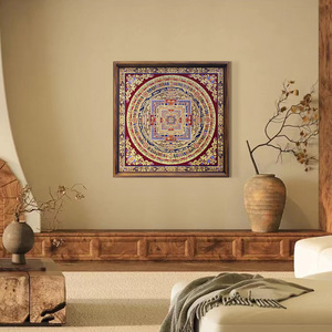 Mandala Kalachakra en laiton, <span class=keywords><strong>triptyque</strong></span>, style antique, cadre en bois massif, décoration d'intérieur et cadeau haut de gamme, directement de l'usine - Product Image 4
