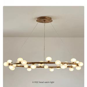 Lustre à vent silencieux de style japonais Design créatif d'anneau pour la maison Magasin de vêtements Magic Bean Circle Chandelier Middle - Product Image 5