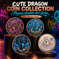 Pièce de monnaie en cuivre pur 999 de 1 oz, série Dragon qui brise la coquille, style graffiti, colorée, en relief 3D, édition UV, pièce de monnaie de collection en cuivre