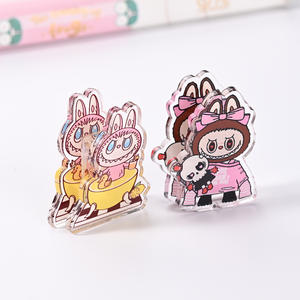 Carpeta de PP acrílica Regalos periféricos Labu personalizados Almacenamiento lindo de doble cara Clip de nota de dibujos animados Clip de libro - Product Image 2