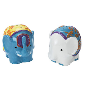 <strong>Ceramic</strong> <strong>Painted</strong> <strong>Elephants</strong> Salt &amp; Pepper Shakers, <strong>Elephant</strong> Caravan Collection, Hand-<strong>painted</strong> <strong>Ceramic</strong> - Product Image 1