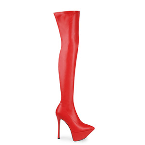 Luxo sexy dedo apontado sobre o joelho botas altas para mulheres plataforma sapatos senhoras botas de salto alto - Product Image 2