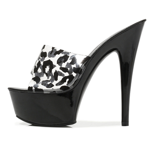 Nuovi Arrivi: Ciabatte da Donna <span class=keywords><strong>con</strong></span> <span class=keywords><strong>Tacco</strong></span> Alto a Spillo Rosa, 15 cm, Stampa Leopardata, Sexy e <span class=keywords><strong>Trasparenti</strong></span>, <span class=keywords><strong>Scarpe</strong></span> Estive e Primaverili - Product Image 4