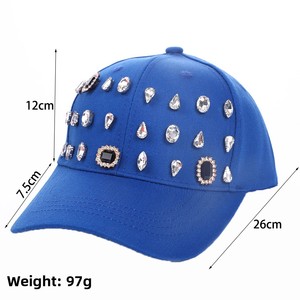 Gorra de Lona Ajustable de 6 Paneles de Algodón Puro con Parte Superior Rígida, Pedrería de Alta Calidad, Diamantes Hechos a Mano, Estilo Vintage de Lujo - Product Image 2