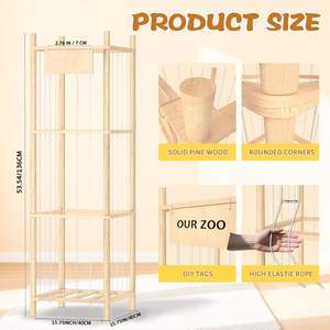 Organizador de Juguetes de Peluche de Madera con Red Elástica de Gran Capacidad para Cuarto de Niños, Sala de Juegos y Dormitorio - Product Image 6