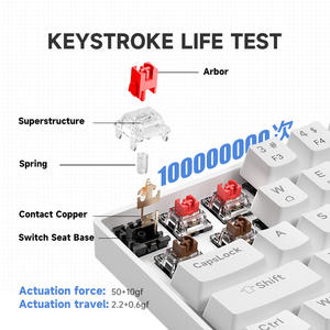 Teclado mecánico para juegos con cable, personalizable, intercambiable en caliente, RGB, azul-rojo, eje 68 filas, teclado en idioma ruso para juegos con cable - Product Image 5