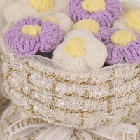 Buket Bunga Daisy Rajutan Tangan Realistis, Keranjang Bunga Mini Buatan Tangan untuk Dekorasi Pernikahan, Hari Valentine, Hari Ibu, dan Rumah