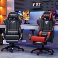 Chaise de jeu pour ordinateur moderne et minimaliste - Chaise de bureau ergonomique réglable en hauteur, inclinable et pivotante pour utilisation en cybercafé, en nylon