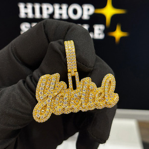 Personalized <b>Name</b> Pendant 2 Inch 925 Silver 14K Gold Plated Moissanite Diamond Hip Hop Luxury Bling <b>Chain</b> Jewelry for Men Women - Product Image 5