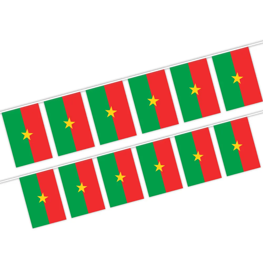 Produttore all'ingrosso di Burkina Faso bandiera Bunting con le dimensioni su misura e il modello per le decorazioni