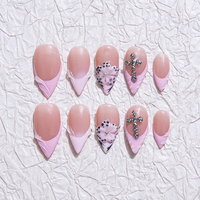 Faux ongles en acrylique à presser, faits main, style stiletto, couvrance totale, pointe aiguisée, pour femmes, pour fêtes et usage quotidien